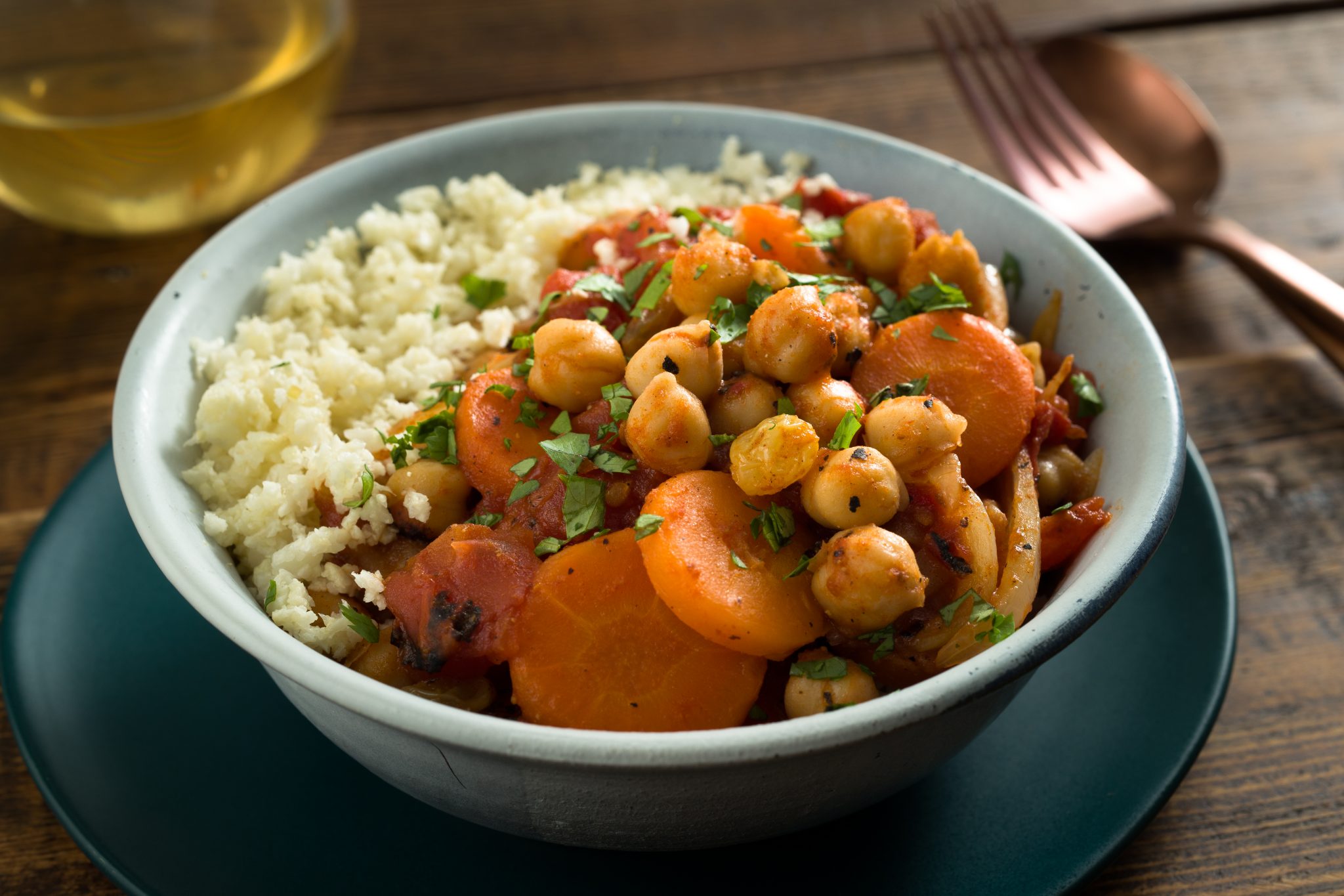 Moroccan-Style Chickpea Stew with Cauliflower Rice | Cans Get You Cooking
